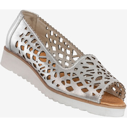 Baleriny Damskie Skórzane Półbuty Eleganckie Buty Srebrne Lewski