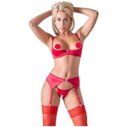 Cottelli - otwarty biustonosz z sercami (czerwony) -