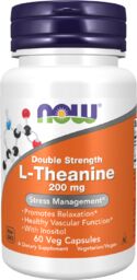 Now Foods L-Theanine 200 mg, L-teanina, 60 kapsułek