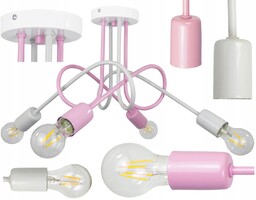 Lampa Sufitowa Różowo Szara Dla Dzieci Pastelowa Wisząca