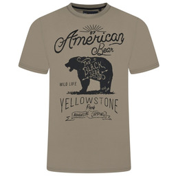 Koszulka Męska T-shirt z Nadrukiem ''YELLOWSTONE'' Beżowa KAM