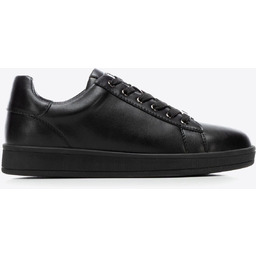 Damskie sneakersy skórzane na platformie czarne