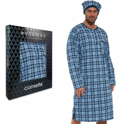 KOSZULA NOCNA MĘSKA Cornette + SZLAFMYCA - M
