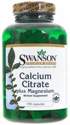 Swanson Cytrynian wapnia + magnez 150 kapsułek