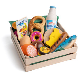 Drewniana skrzynka produktami spożywczymi XL 28220 Erzi, zabawy