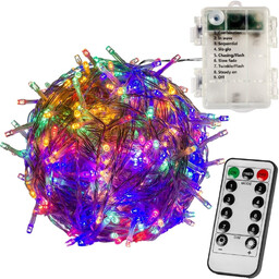 WIELOKOLOROWE LAMPKI CHOINKOWE 100 LED NA BATERIE +