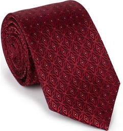 Krawat z jedwabiu we wzory czerwono-beżowy