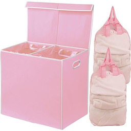 Simple Houseware Podwójny kosz na pranie z pokrywką