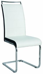 Krzesło H441 chrom płoza, białe ekoskóra, czarne boki