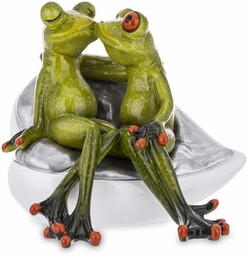 Figurka dekoracyjna żaba żabki para na kanapie całująca