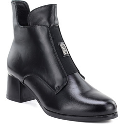 Botki damskie ocieplane na klocku czarne Potocki SZ12868