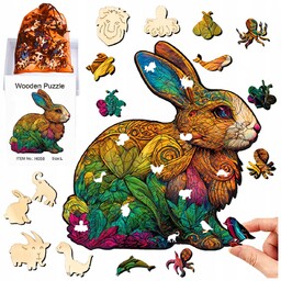 Duże Puzzle Drewniane Królik 122 Elementów Układanka