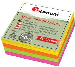 Notes samoprzylepny NEON kostka 76x76 mm Titanum 201669