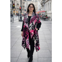 Płaszcz damski wełniany 80% WOOL włoski oversize różowy