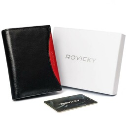 Skórzany pionowy duży portfel z RFID od Rovicky