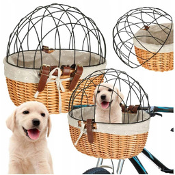 Koszyk wiklinowy na rower z kratką metalową transporter