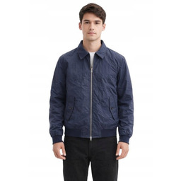 SELECTED HOMME GRANATOWA KURTKA BOMBER Z BAWEŁNĄ