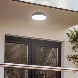 Lindby Lampa sufitowa zewnętrzna LED Lahja, antracyt, czujnik,