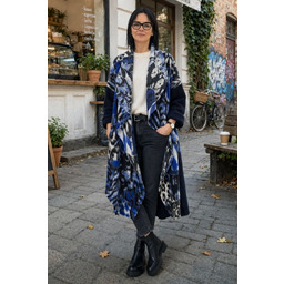 Płaszcz damski wełniany 80% WOOL włoski oversize chabrowy