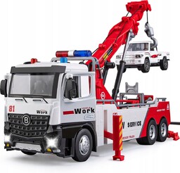 CIĘŻARÓWKA Z dźwigiem METALOWY MODEL SAMOCHODU 1:18 DŹWIĘK