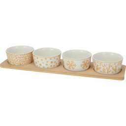 Zestaw misek do podawania Golden on white, 4