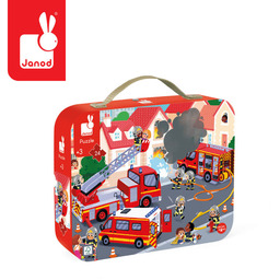 Puzzle w walizce Strażacy 24 elementy Janod J02530