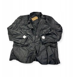 Skórzany płaszcz męski czarny REAL LEATHER 3XL