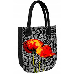 Torebka filcowa City Antracyt, nadruk Poppies  shopperka