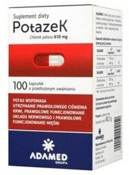 POTAZEK + chlorek potasu - 100 kapsułek