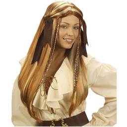 Peruka Karaibskiej Piratki z zamszowymi wstążkami