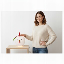 Lampka Stojąca Cotton Balls Kogut Ręcznie Robiona Nocna