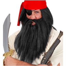 Czarna peruka pirata z brodą
