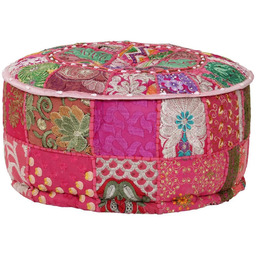 Edinos Okrągła różowa pufa patchwork T4-L56