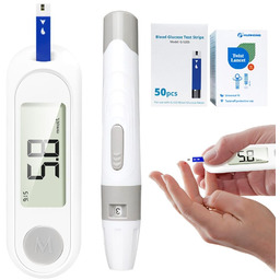 Glukometr cyfrowy zestaw lcd 50 pasków 50 lancetów