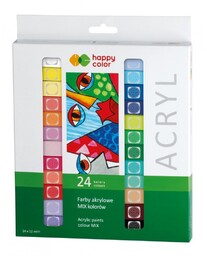 Farby akrylowe 24 kolory x 12 ml Happy