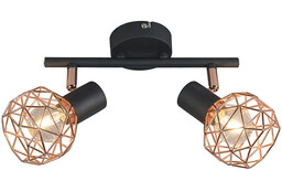 Nowoczesny reflektor czarny z miedzią 2-światła - Mesh