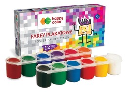 Farby plakatowe 12 kolorów 25 ml Happy Color