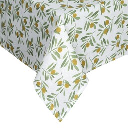 Eurofirany Obrus 140x220 Erin biały zielony oliwki plamoodporny