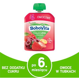 BoboVita Mus truskawka, wiśnie, banan - 80g ->