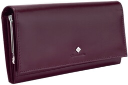 Kochmanski damski portfel skórzany duży śliwkowy na zatrzask