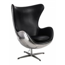Fotel Jajo aluminium czarne PU