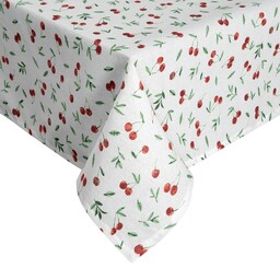 Eurofirany Obrus 110x140 Cherry biały czerwony wiśnie plamoodporny