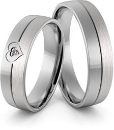 Obrączki ślubne palladowe 5 mm z sercem