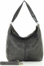 Torebka skórzana hobo bag z tłoczeniem - MARCO