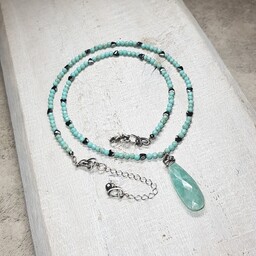 Pakamera Naszyjnik z amazonitem i turkusikami s216