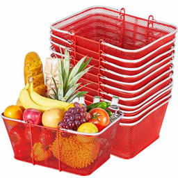 Kosze zakupowe metalowe sztaplowane, 22 l, czerwone, 12