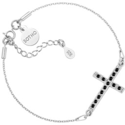 Srebrna Bransoletka Z Krzyżem Wysadzanym Swarovski  Crystal