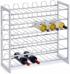 Zeller 27360 metalowy chromowany stojak na wino, biały,