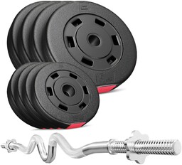 Zestaw obciążeń kompozytowych Premium 37kg z gryfem mocno
