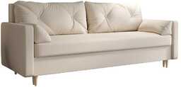 Elior Kremowa tapicerowana welurem sofa rozkładana - Ahmo
